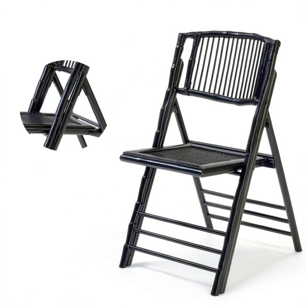 VINGLI bamboo folding chair rustic black-2