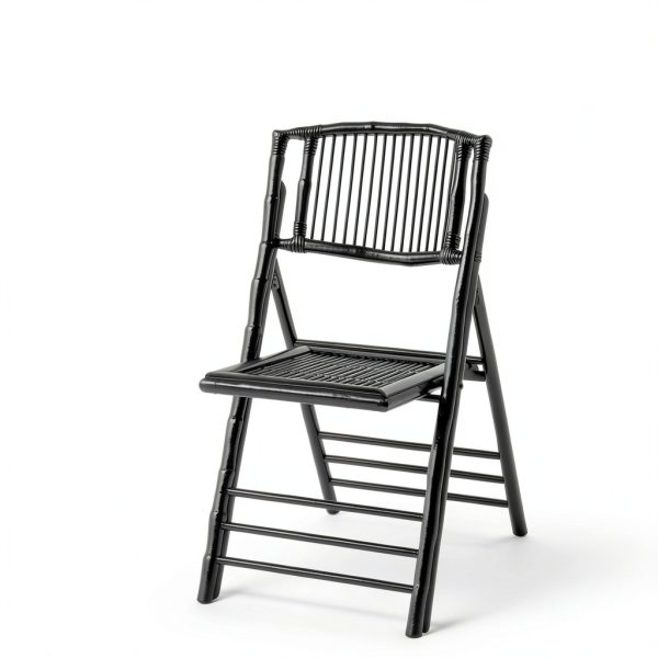 VINGLI bamboo folding chair rustic black-4