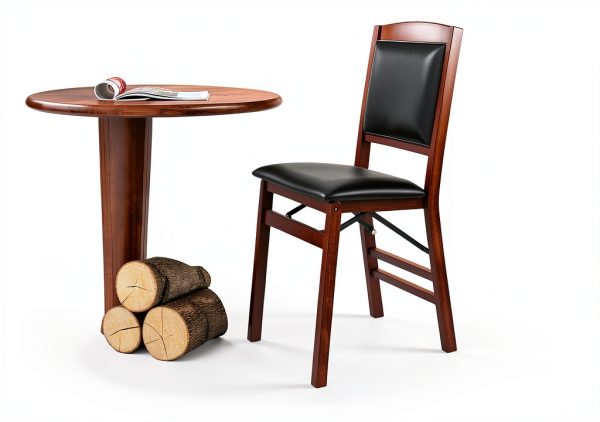 Giantex Folding Dining Chair Walnut Vintage Design-3