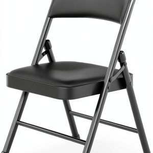 KAOCHA Black Pu Leather Folding Chair Office Furniture-0
