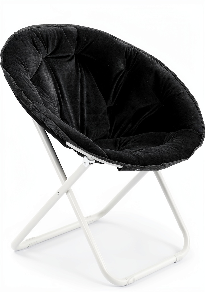 Nouva modern folding chair black design being unfolded on a living‑room floor