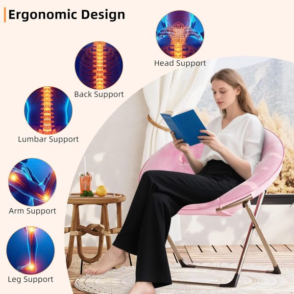 IDEALHOUSE Pink With Gold Legs Foldable Chair-5