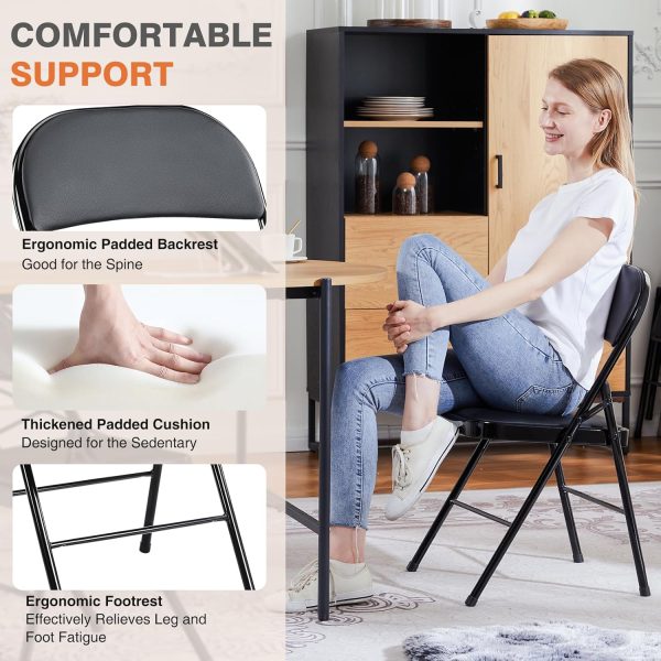 Sweetcrispy Folding Chair Black Leather Office Furniture-3