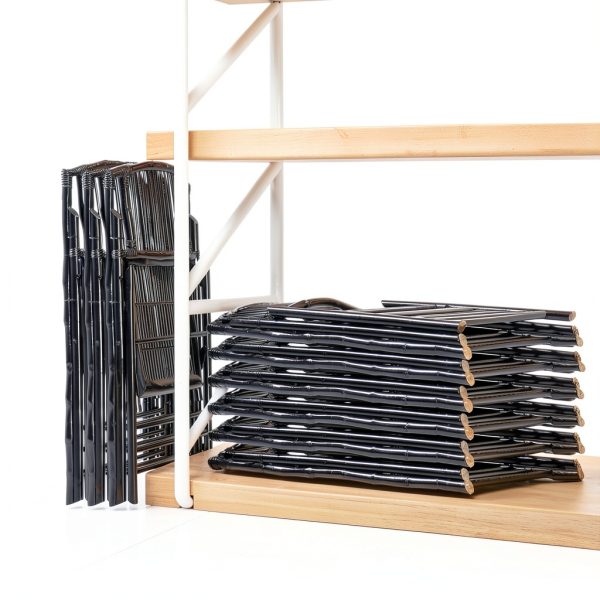 VINGLI bamboo folding chair rustic black-5
