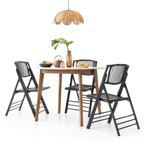 VINGLI bamboo folding chair rustic black-1