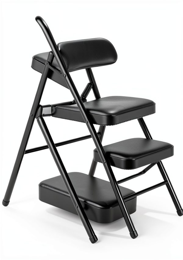 KAOCHA Black Pu Leather Folding Chair Office Furniture-4