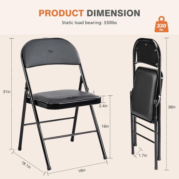 Sweetcrispy Folding Chair Black Leather Office Furniture-2