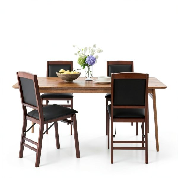 Giantex Folding Dining Chair Walnut Vintage Design-1