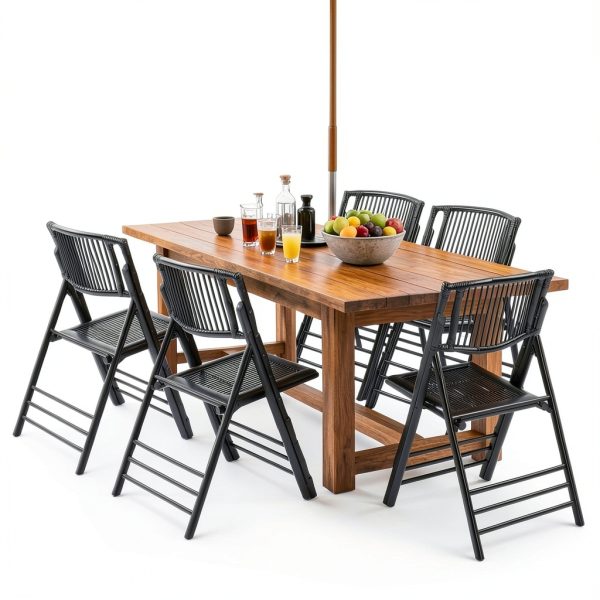 VINGLI bamboo folding chair rustic black-7