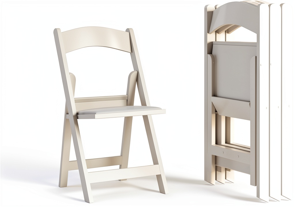 White Resin Folding Chairs in a home office setting
