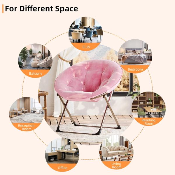 IDEALHOUSE Pink With Gold Legs Foldable Chair-6
