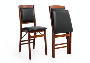 Giantex Folding Dining Chair Walnut Vintage Design-0