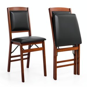 Giantex Folding Dining Chair Walnut Vintage Design-0