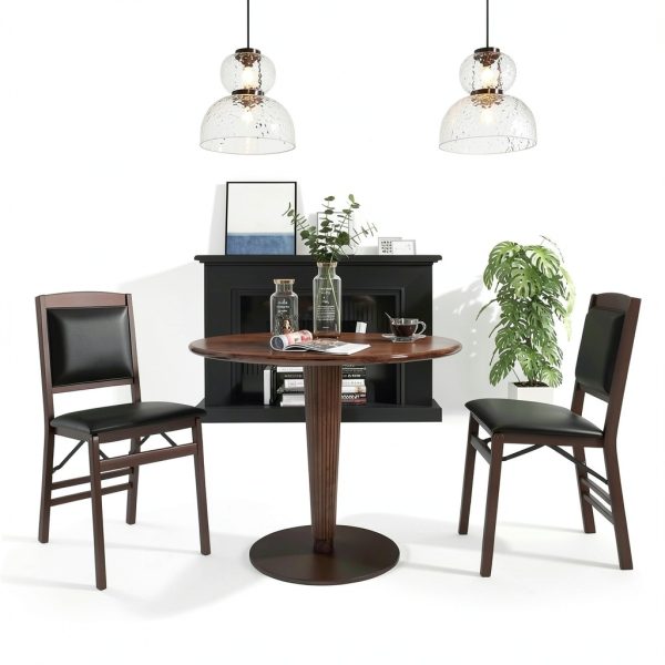 Giantex Folding Dining Chair Walnut Vintage Design-7