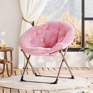 IDEALHOUSE Pink With Gold Legs Foldable Chair-0