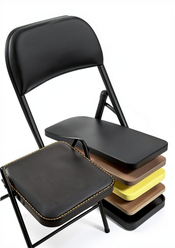 KAOCHA Black Pu Leather Folding Chair Office Furniture-3
