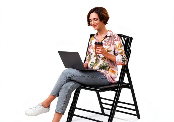 VINGLI bamboo folding chair rustic black-3
