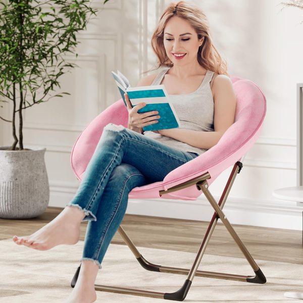 IDEALHOUSE Pink With Gold Legs Foldable Chair-3