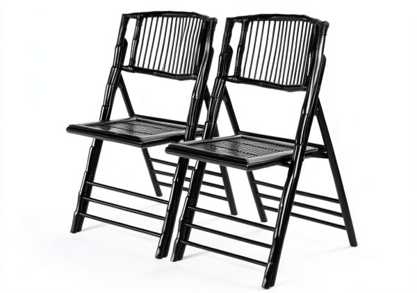 VINGLI bamboo folding chair rustic black-0