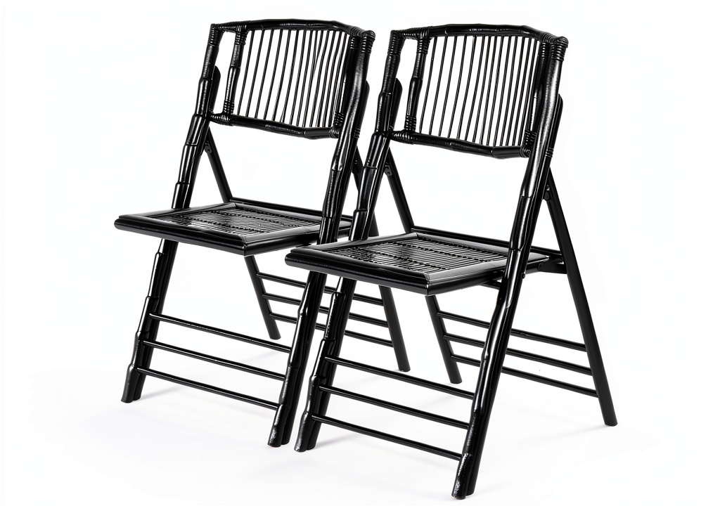 VINGLI bamboo folding chair placed on a patio with tropical plants