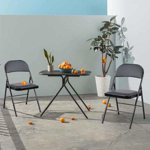 Sweetcrispy Folding Chair Black Leather Office Furniture-6