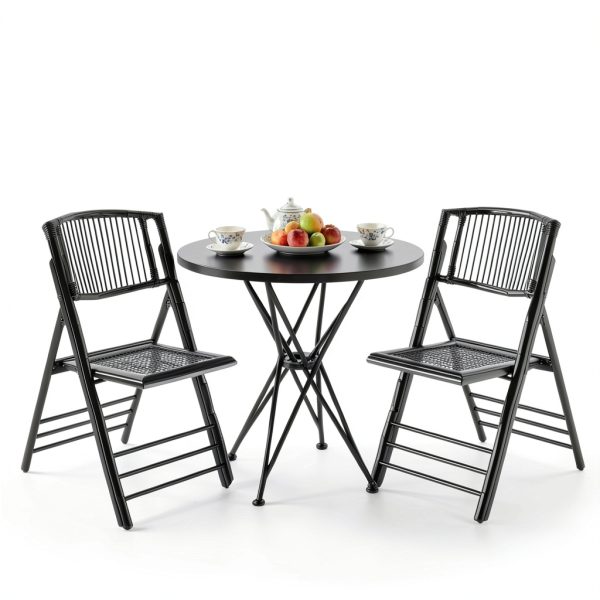 VINGLI bamboo folding chair rustic black-8