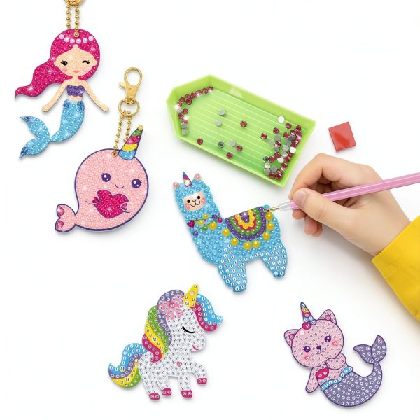 BANBBUR Diamond Art Keychain Kit 5 Pack Colorful Double Sided Kids-1