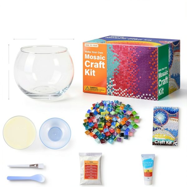 Mosaic Candle Holder Kit ONE TO FOUR DIY Craft Glass Mosaic Design-2