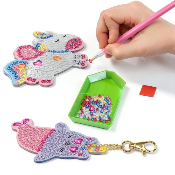 ORIENTAL CHERRY 5D Diamond Art Keychain Kit Multicolor Kids Craft Set-4