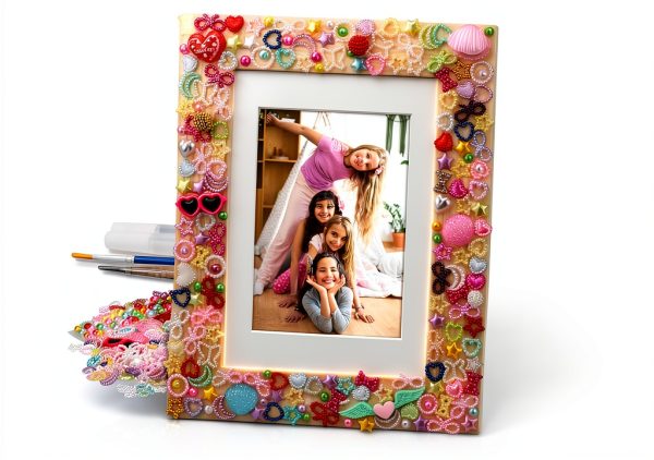 LEJITEKK Pink DIY Photo Frame Kit – Wooden Mosaic 4x6 5x7-0
