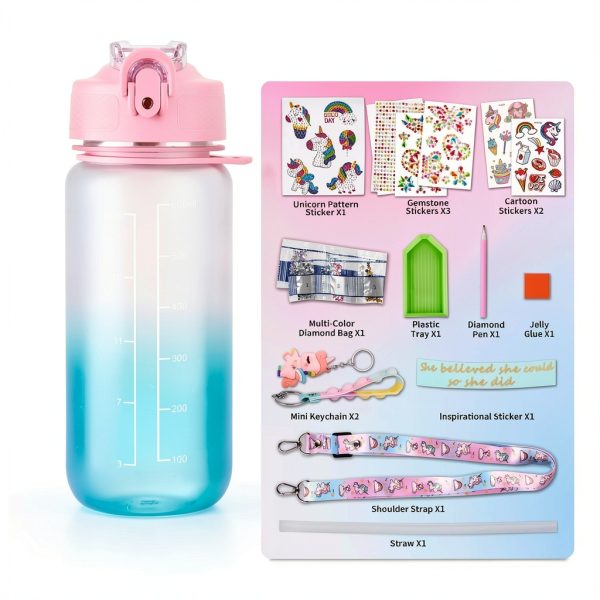 Bemetu Unicorn DIY Water Bottle Kit 600ml Leakproof Kids Bottle-6