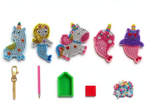 ORIENTAL CHERRY 5D Diamond Art Keychain Kit Multicolor Kids Craft Set-1