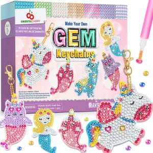 ORIENTAL CHERRY 5D Diamond Art Keychain Kit Multicolor Kids Craft Set-0