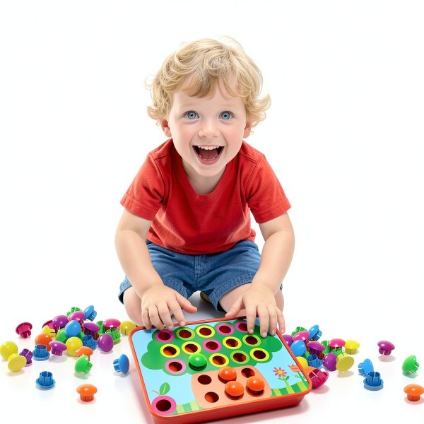Mosaic Pegboard Kit for Kids by AMOSTING Colorful Button Set-4
