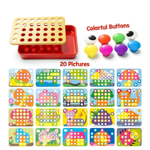 Mosaic Pegboard Kit for Kids by AMOSTING Colorful Button Set-2