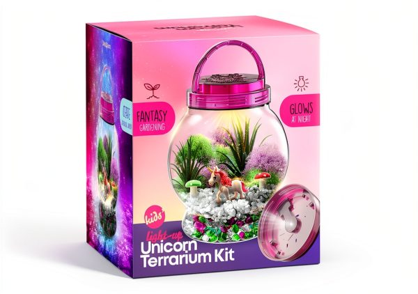 Dan&Darci Light-Up Unicorn Terrarium Kit for Kids 6 Inch Multicolor-0