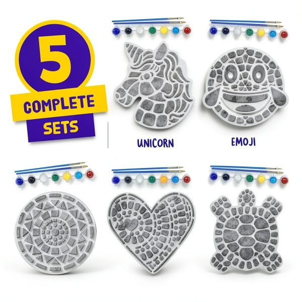 Stepping Stone Craft Kit Dan&Darci Large Multicolored Set 5 Designs-3