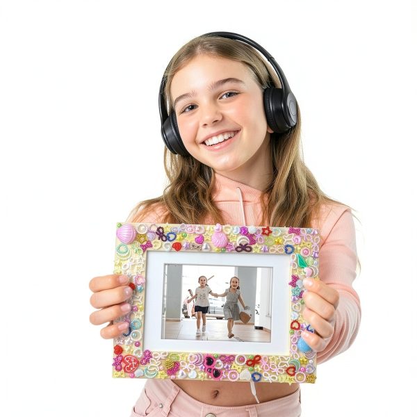 LEJITEKK Pink DIY Photo Frame Kit – Wooden Mosaic 4x6 5x7-5