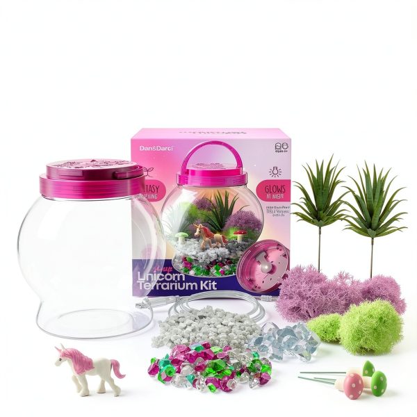 Dan&Darci Light-Up Unicorn Terrarium Kit for Kids 6 Inch Multicolor-1