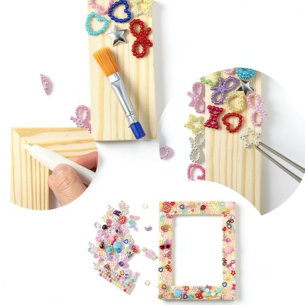 LEJITEKK Pink DIY Photo Frame Kit – Wooden Mosaic 4x6 5x7-4
