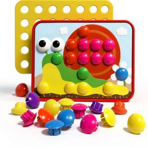 Mosaic Pegboard Kit for Kids by AMOSTING Colorful Button Set-0