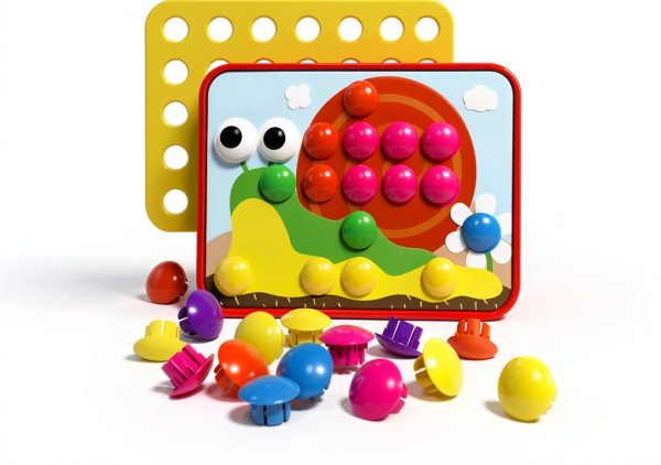Mosaic Pegboard Kit for Kids by AMOSTING Colorful Button Set-0