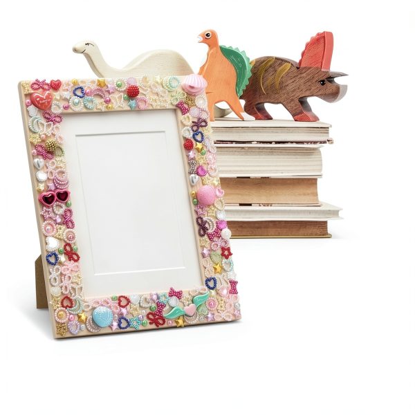 LEJITEKK Pink DIY Photo Frame Kit – Wooden Mosaic 4x6 5x7-1